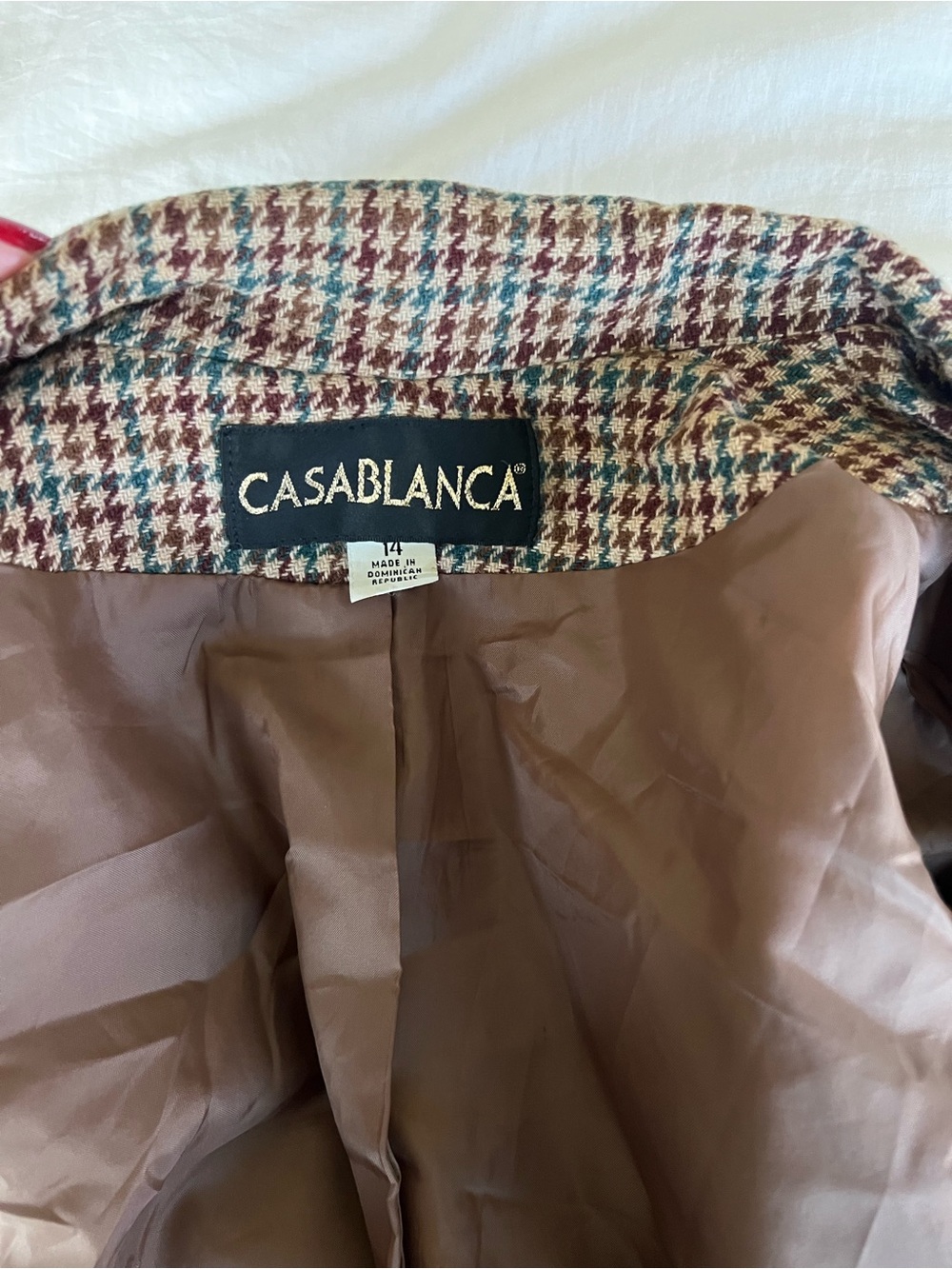 CASA BLANCA- VINTAGE Women’s Brown Multi Houndstoothyyy oversized blazer.
